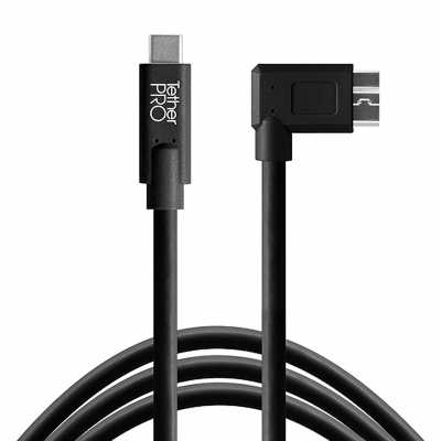 Tether Tools CUC33R15-BLK - Przewód Pro USB-C 3.0 - Micro B Angle 4,6m czarny